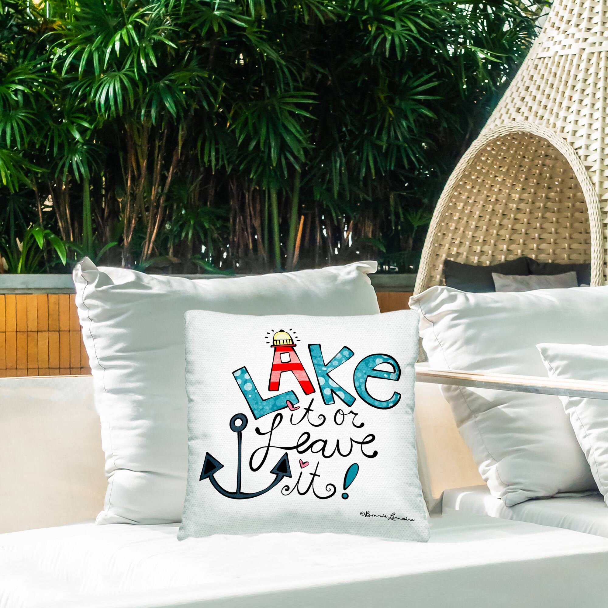 Stupell Industries 18" x 18" Lake or Leave It Outdoor Print Throw Pillow